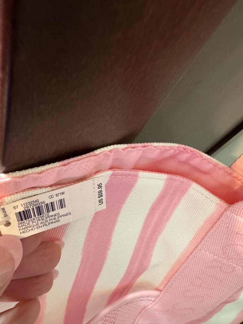 NWT Victoria's Secret Pink & White Striped Canvas Tote cooler on bottom half - Picture 3 of 6
